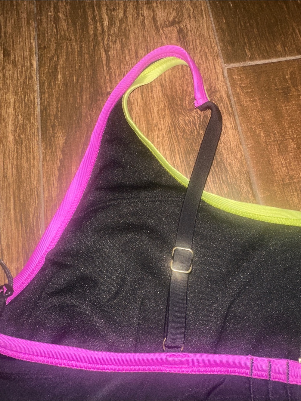 Shade & Shore Black Bikini Top with Neon Lime and purple Trim - Picture 6 of 6